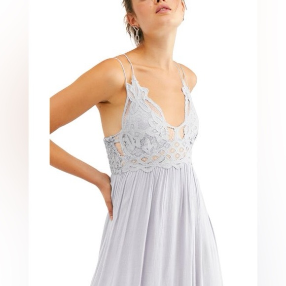 SOLD! ✨ NWOT Free People FP One Adella Maxi Slip Dress Stardust Light Lilac Grey - Picture 6 of 9